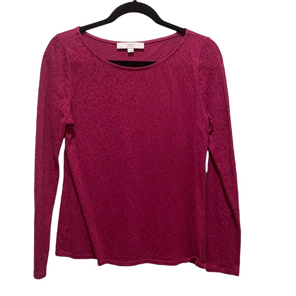 Loft Semi Sheer Lace Style Long Sleeve Top Size Small